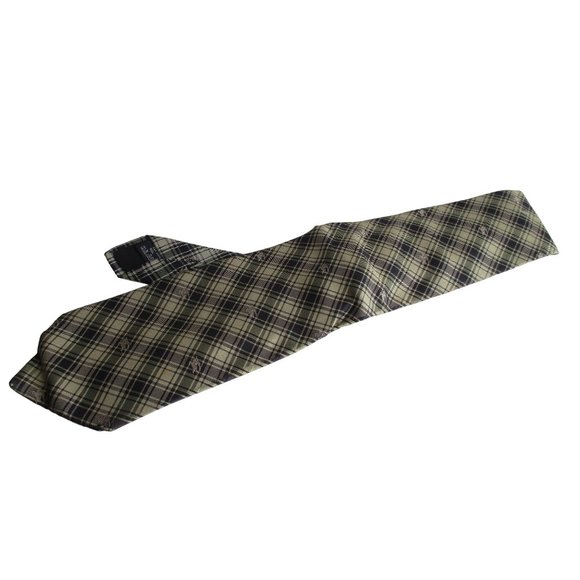 Burberrys of London Necktie Black Taupe Plaid Logo 100% Silk - Made in Italy - Picture 1 of 6